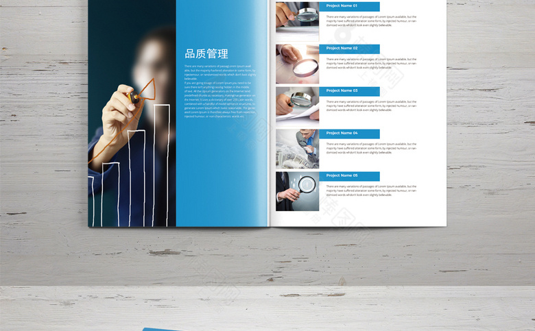 蓝色简洁企业宣传画册模板