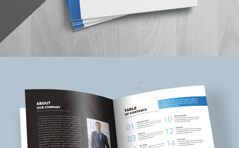 蓝色简洁企业宣传画册