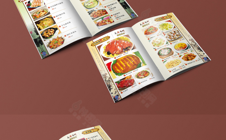 高档中国风海鲜菜单模板设计